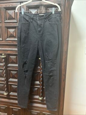 SO Black Skinny Jeans with Distressed Knees